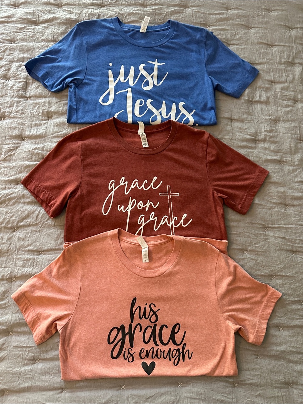 3 Christian themed graphic tees.